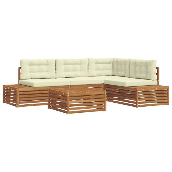 vidaXL Set di divani da esterno con cuscino 5 Pezzo Naturale e Crema