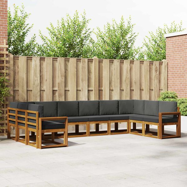 vidaXL Set di divani da esterno 10 pcs Naturale e Antracite