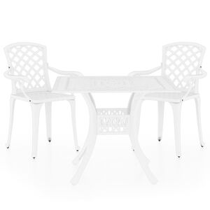 vidaXL Set da Bistrot 3 pz in Alluminio Pressofuso Bianco