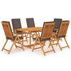 vidaXL Set da Pranzo da Giardino 7 pz con Cuscini Grigi Legno di Teak
