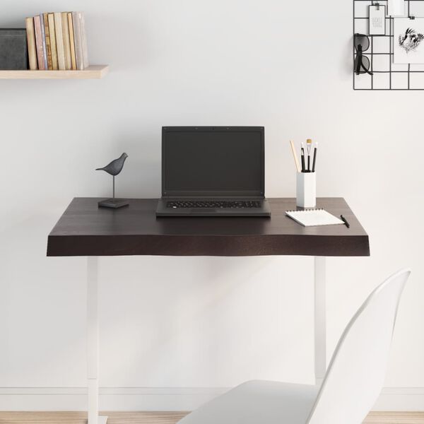 vidaXL Piano Tavolo Marrone Scuro 80x50x(2-6)cm in Rovere Non Trattato