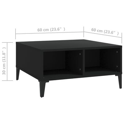 vidaXL Tavolino da Salotto Nero 60x60x30 cm in Legno Multistrato