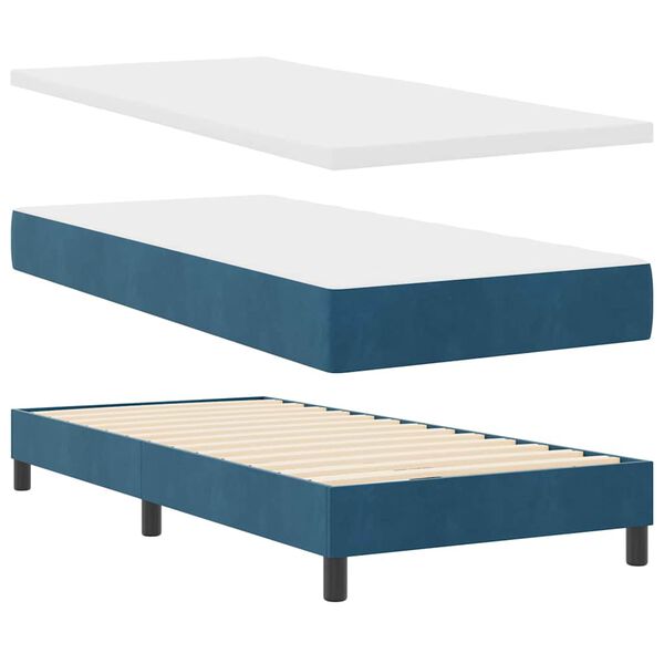 vidaXL Letto a molle con materasso Blu scuro 100 x 200 cm Velluto
