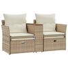 vidaXL Divano da Giardino 2 Posti con Sgabelli Beige in Polyrattan