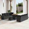 vidaXL Set Divano da Giardino 11 pcs Nero Poly Rattan