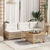 vidaXL Divano Giardino Senza Braccioli con Cuscini Beige in Polyrattan