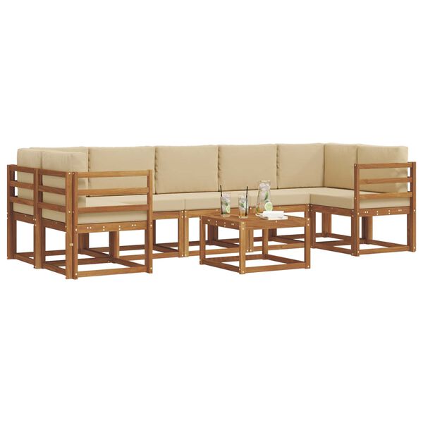 vidaXL Set di divani da esterno con cuscino 8 pcs Naturale e Beige