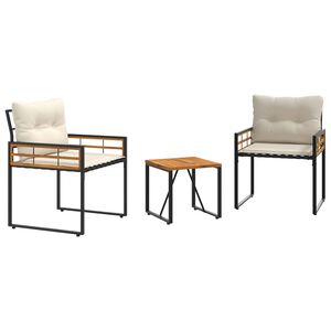 vidaXL Set di Mobili da Esterno 3 pz Crema