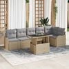 vidaXL Set di divani con cuscino 7 pcs Beige Poly Rattan
