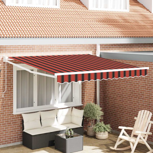 vidaXL Tenda da Sole Rigato arancione e marrone 3,5 x 2,5 m