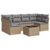 vidaXL Set Divani da Giardino 7 pz con Cuscini Beige in Polyrattan