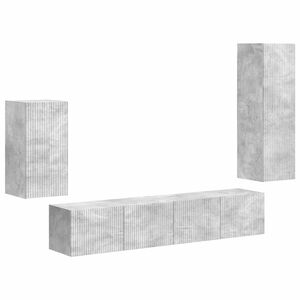 vidaXL Set mobile TV 4 pcs Grigio cemento Legno multistrato