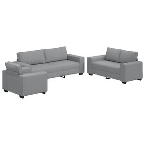 vidaXL Set di Divani 3 pz con Cuscini Grigio Chiaro in Tessuto