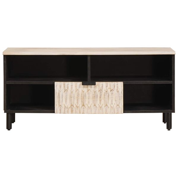 vidaXL Mobile TV con cassetto Finitura Bianco Lavato 100 x 33 x 46 cm