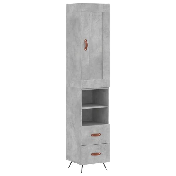vidaXL Credenza Grigio Cemento 34,5x34x180 cm in Legno Multistrato