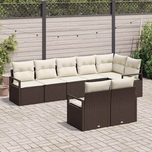 vidaXL Set di divani 8 pcs Marrone polyrattan