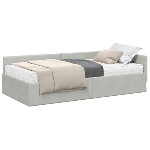 vidaXL Struttura Letto Angolare con Materasso 2 pcs Grigio chiaro