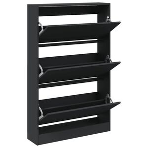 vidaXL Scarpiera Nera 80x21x125,5 cm in Legno Multistrato