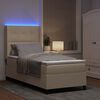 vidaXL Letto a Sorgente LED con materasso Crema 90 x 200 cm Tessuto
