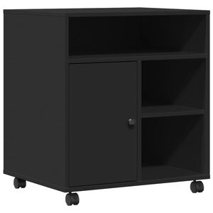 vidaXL Supporto per Stampante con Ruote Nero 41x32x48 cm