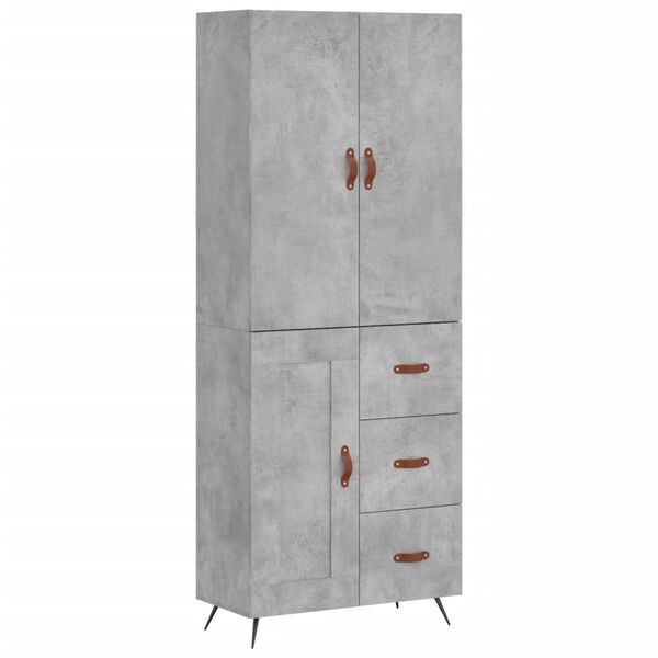 vidaXL Credenza Grigio Cemento 69,5x34x180 cm in Legno Multistrato