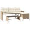 vidaXL Divano da Giardino con Tavolo e Cuscini a L Beige in Polyrattan