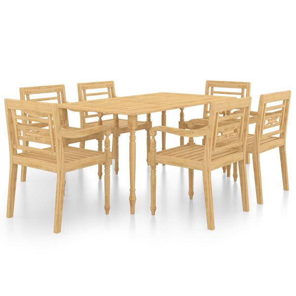 vidaXL Set da Pranzo da Giardino 7 pz in Legno Massello di Teak