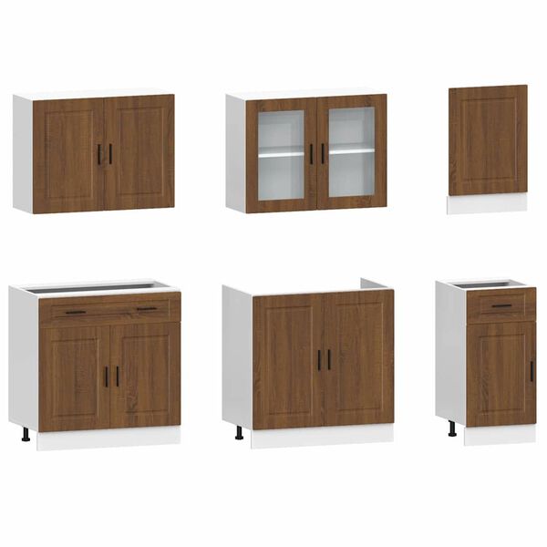 vidaXL Set Mobili da Cucina 7 pz Porto Rovere Marrone in Truciolato