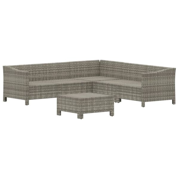 vidaXL Set Divani da Giardino 6 pz con Cuscini in Polyrattan Grigio