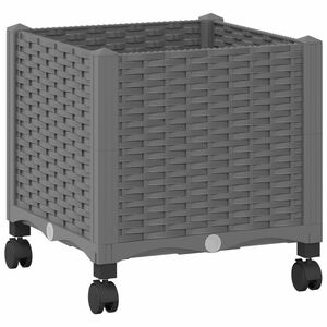 vidaXL Vaso da Giardino con Ruote Grigio Chiaro 40 x 40 x 48 cm PP