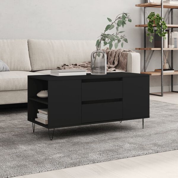 vidaXL Tavolino da Salotto Nero 102x44,5x50 cm in Legno Multistrato