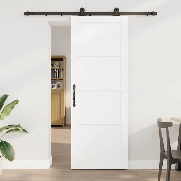vidaXL Porta scorrevole Bianco e Nero 78 x 211 cm Pino massello