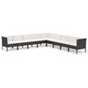 vidaXL Set Divani da Giardino 9 pz con Cuscini in Polyrattan Nero