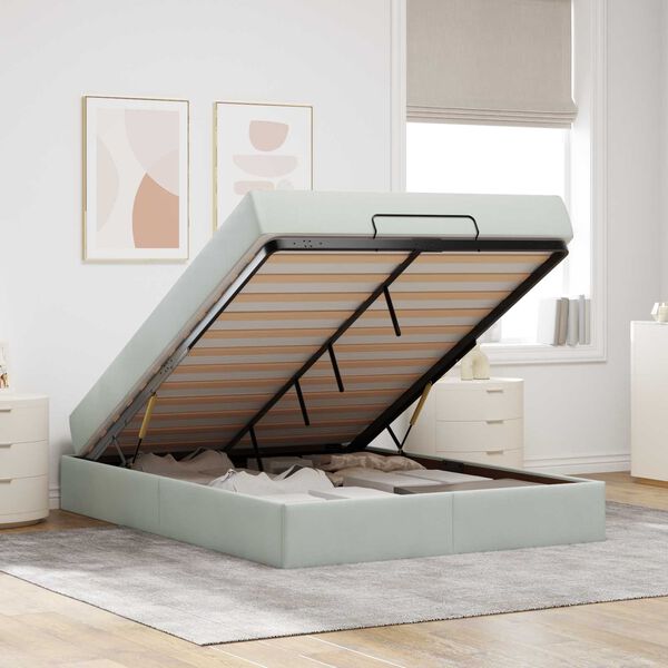 vidaXL Struttura letto con materasso 2 pcs Grigio chiaro Velluto