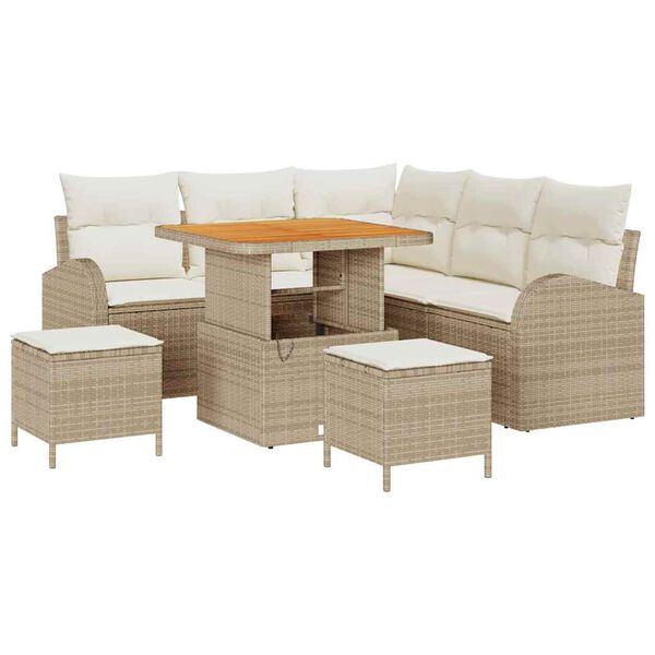 vidaXL Set Divano da Giardino con cuscino 8 pcs Beige Poly Rattan