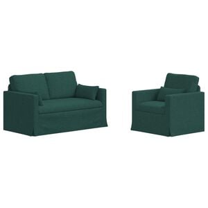 vidaXL Set di divani 2 pz Verde Scuro Tessuto