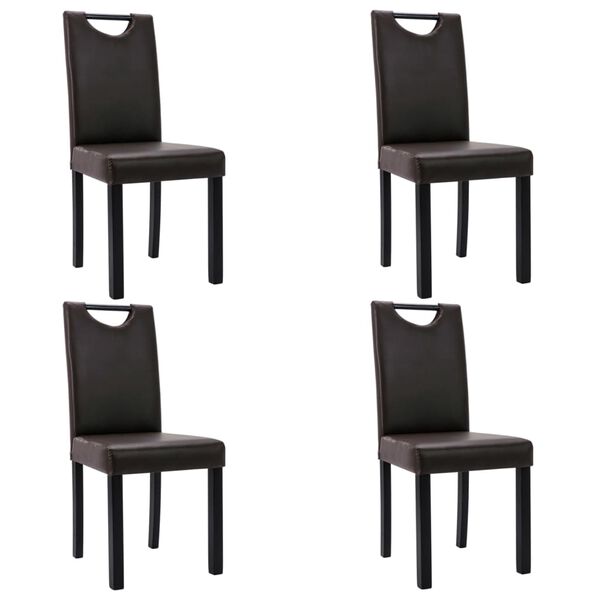 vidaXL Sedie da Pranzo 4 pz Marroni in Similpelle