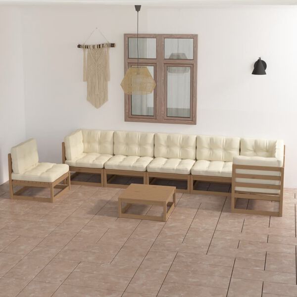 vidaXL Set Salotto Giardino 8 pz con Cuscini in Legno Massello di Pino