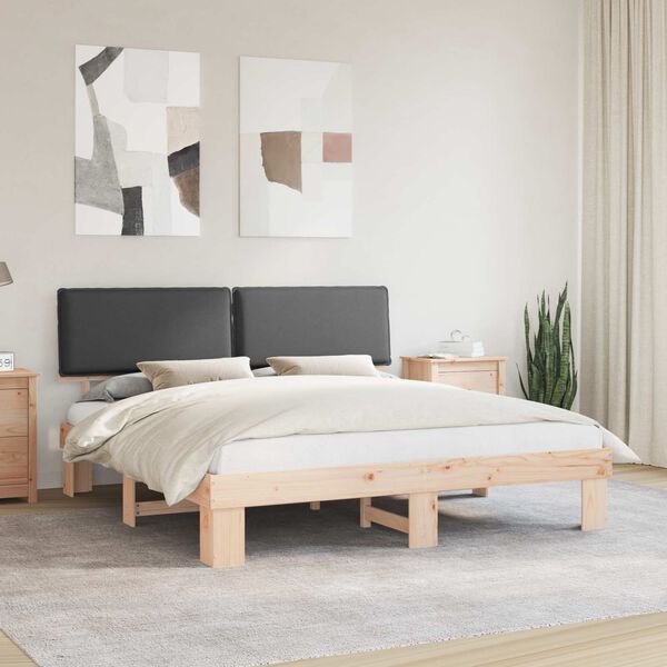 vidaXL Letto con Testiera Rivestita Grigio scuro 200 x 200 cm