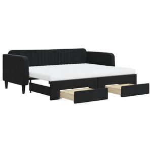 vidaXL Divano Letto Estraibile con Cassetti Nero 90x200 cm in Velluto