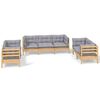 vidaXL Set Divani da Giardino 7 pz con Cuscini Grigi Massello di Pino