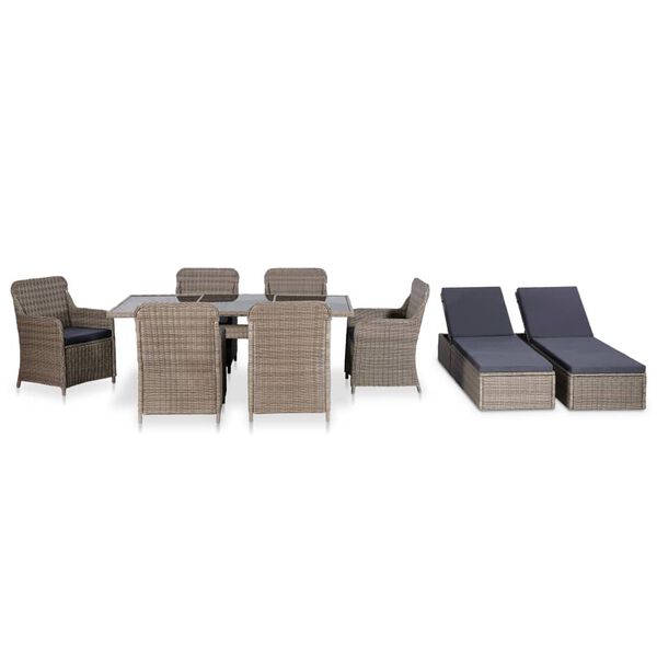 vidaXL Set da Pranzo da Giardino 9 pz in Polyrattan Marrone