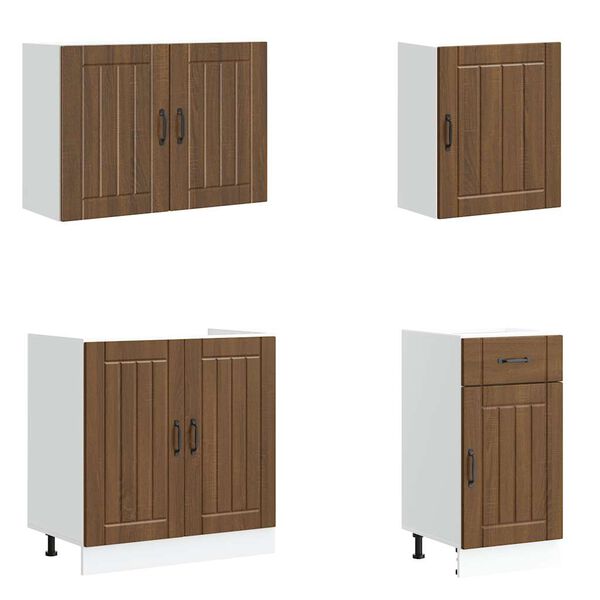vidaXL Set Mobili da Cucina 7 pz Lucca Rovere Marrone in Truciolato