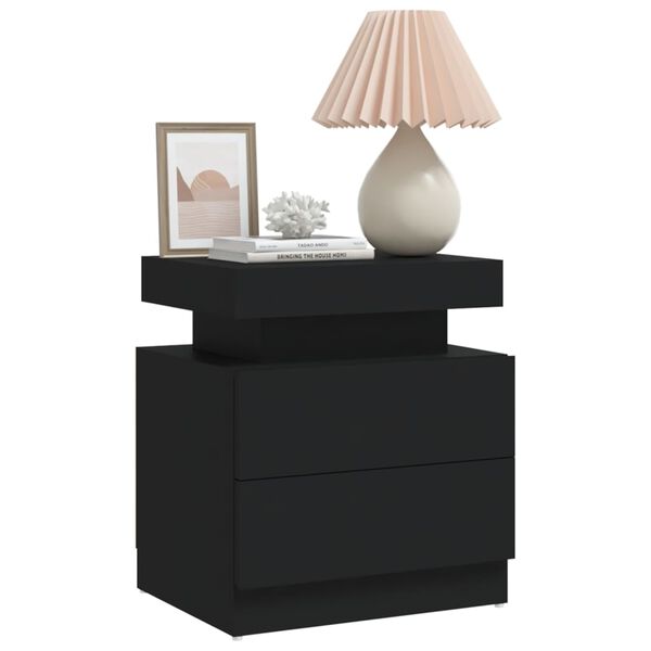 vidaXL Comodino Nero 45x35x52 cm in Legno Multistrato