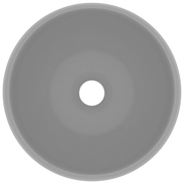 vidaXL Lavandino Lusso Rotondo Grigio Chiaro Opaco 40x15cm in Ceramica