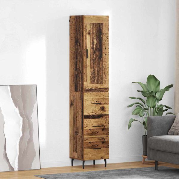 vidaXL Credenza Legno vecchio 34,5 x 34 x 180 cm Legno multistrato