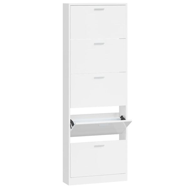 vidaXL Scarpiera Bianco Lucido 59x17x169 cm in Legno Multistrato