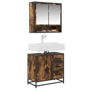 vidaXL Mobile Lavabo Bagno Rovere Fumo 65x33x60 cm Legno Multistrato