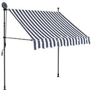 vidaXL Tenda da Sole Retrattile Manuale con LED 100 cm Blu e Bianca