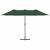 vidaXL Ombrello da giardino Verde 370 x 197 x 239 cm